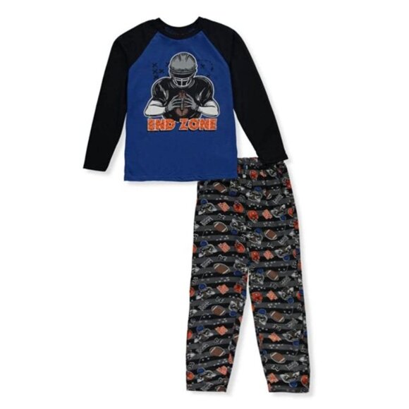 2 Pieces Boys Long Sleeve Pajamas Set, End Zone - Size 4 - Picture 1 of 1